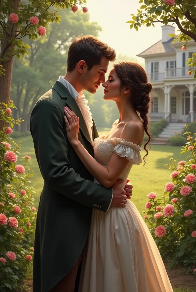 Create an image of a colonial love affair