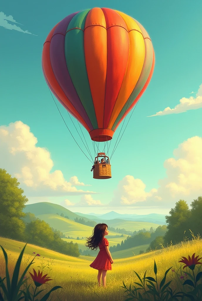 Cover for a book called Borders with a girl and a hot air balloon
