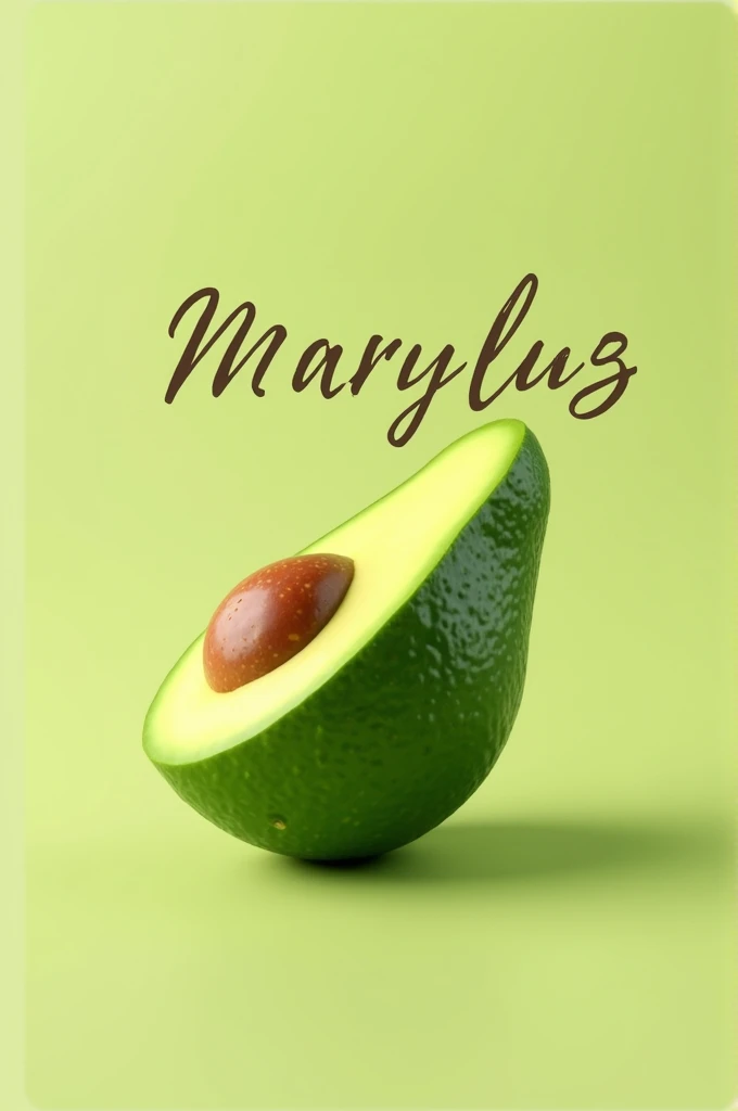 Create an advertising banner of an avocado that says MARYLUZ YOU ARE THE MOST BEAUTIFUL GIRL