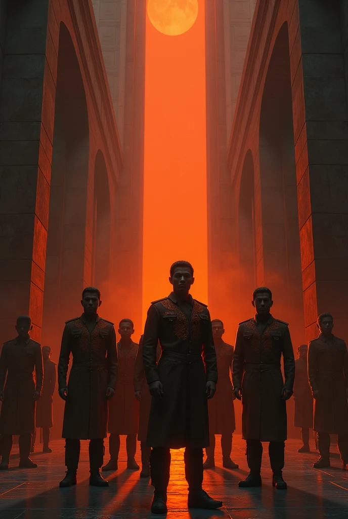 The background is from the time of Mohammad Reza Shah Pahlavi with a dark and orange zadar team with tall columns