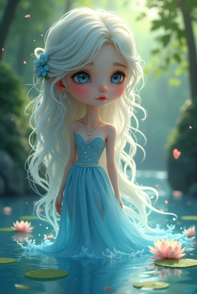 Make me a picture of a river spirit girl In cartoon and png