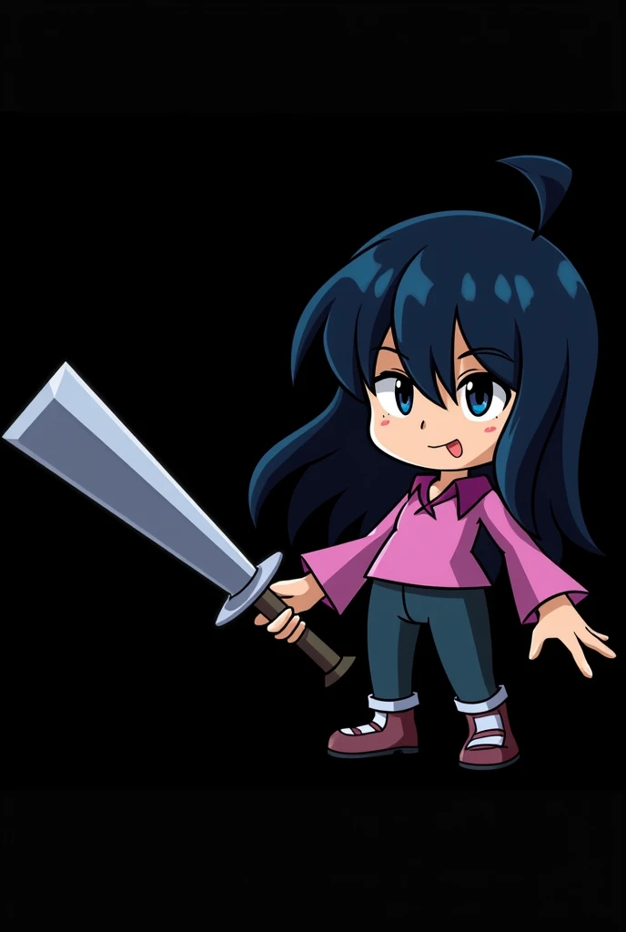A woman thirsty for love, loves sex, with perfect features, big breasts, long hair, she has long hair and an appearance that resembles Bibi from Brawl Stars she has 1.70 tall, and she is 2
