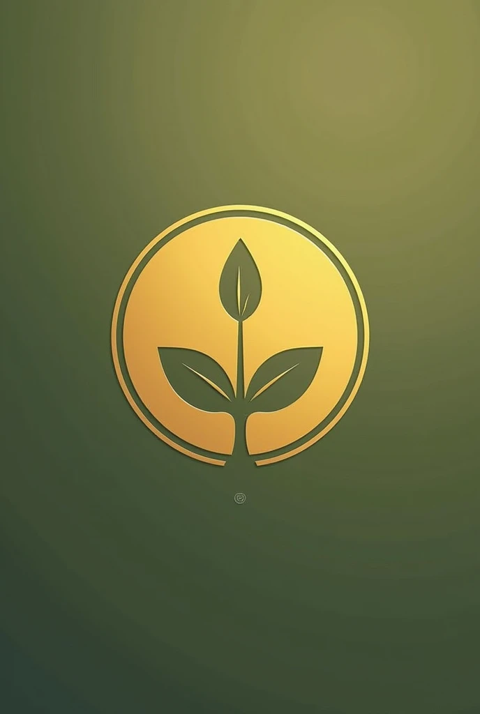 An art for an evangelical flag in olive green color, with a simple round golden coat of arms with the name good faith in Portuguese and a symbol of a seed.