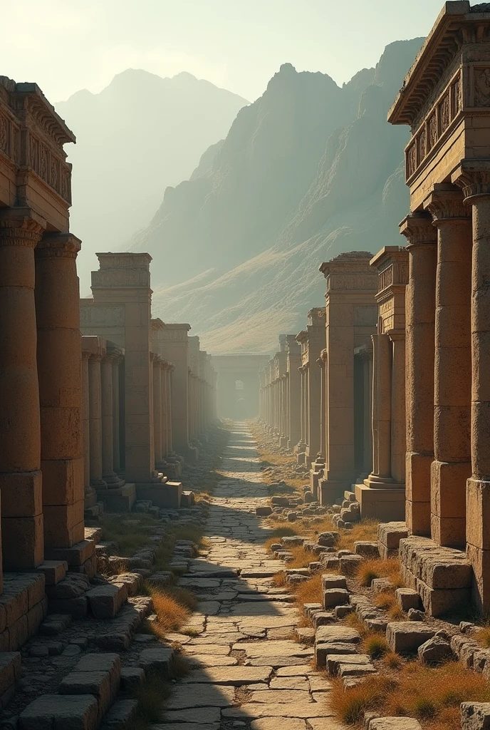 A photo of the far view of Persepolis with a corresponding darker color