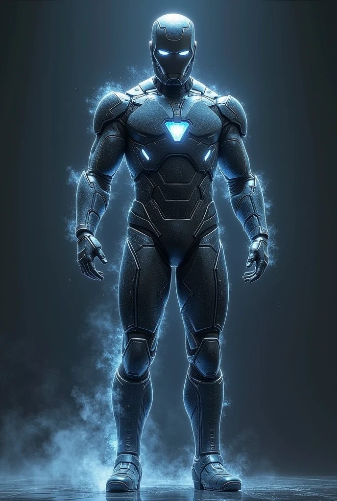 Dark Matter Suit: Inspired by the mysteries of the universe, This suit uses technology that manipulates dark matter, allowing Tony Stark to move between dimensions or create temporary black holes to absorb enemies or attacks. The costume would have an ethereal look, with a surface that seems to swallow the light, giving the impression that it is always in motion. It would also include teleportation and gravitational manipulation abilities..