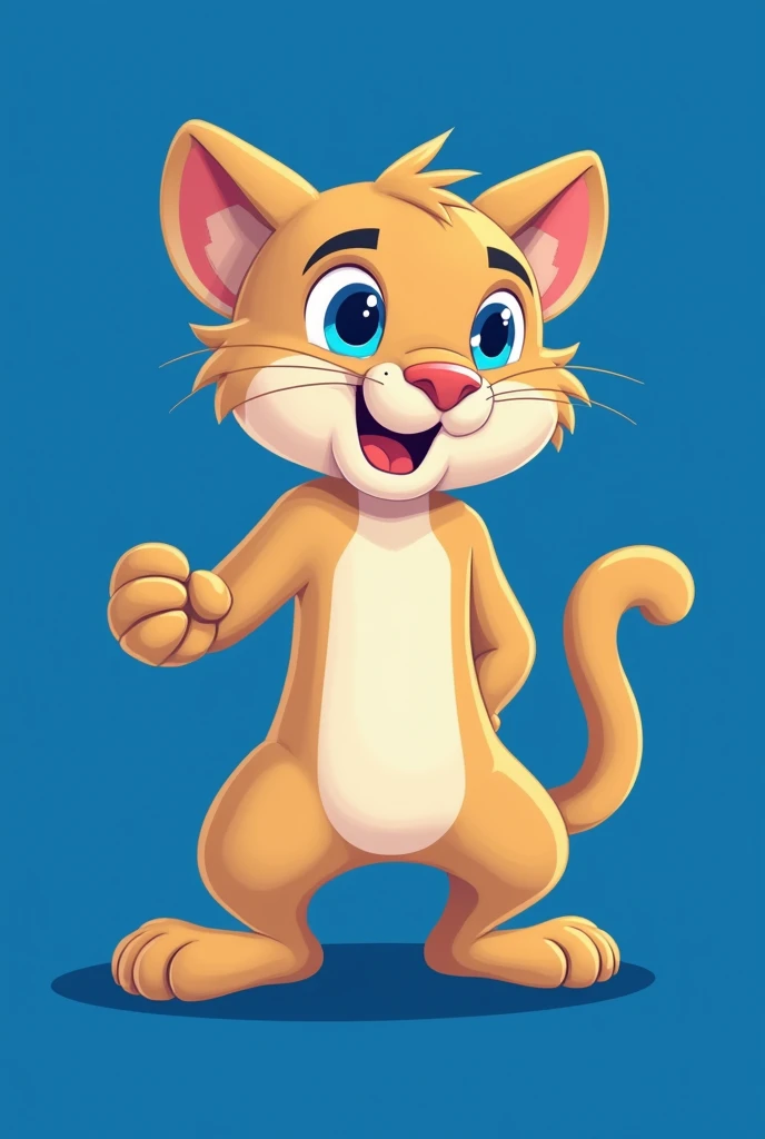 Non-realistic beige puma non-realistic university mascot blue background 

