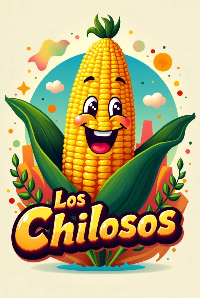 Photoanimated logo of a corn on the cob sales called Los Chilosos associated with Colombia and also Mexico animated with the name of Los Chilosos and with more striking colors.