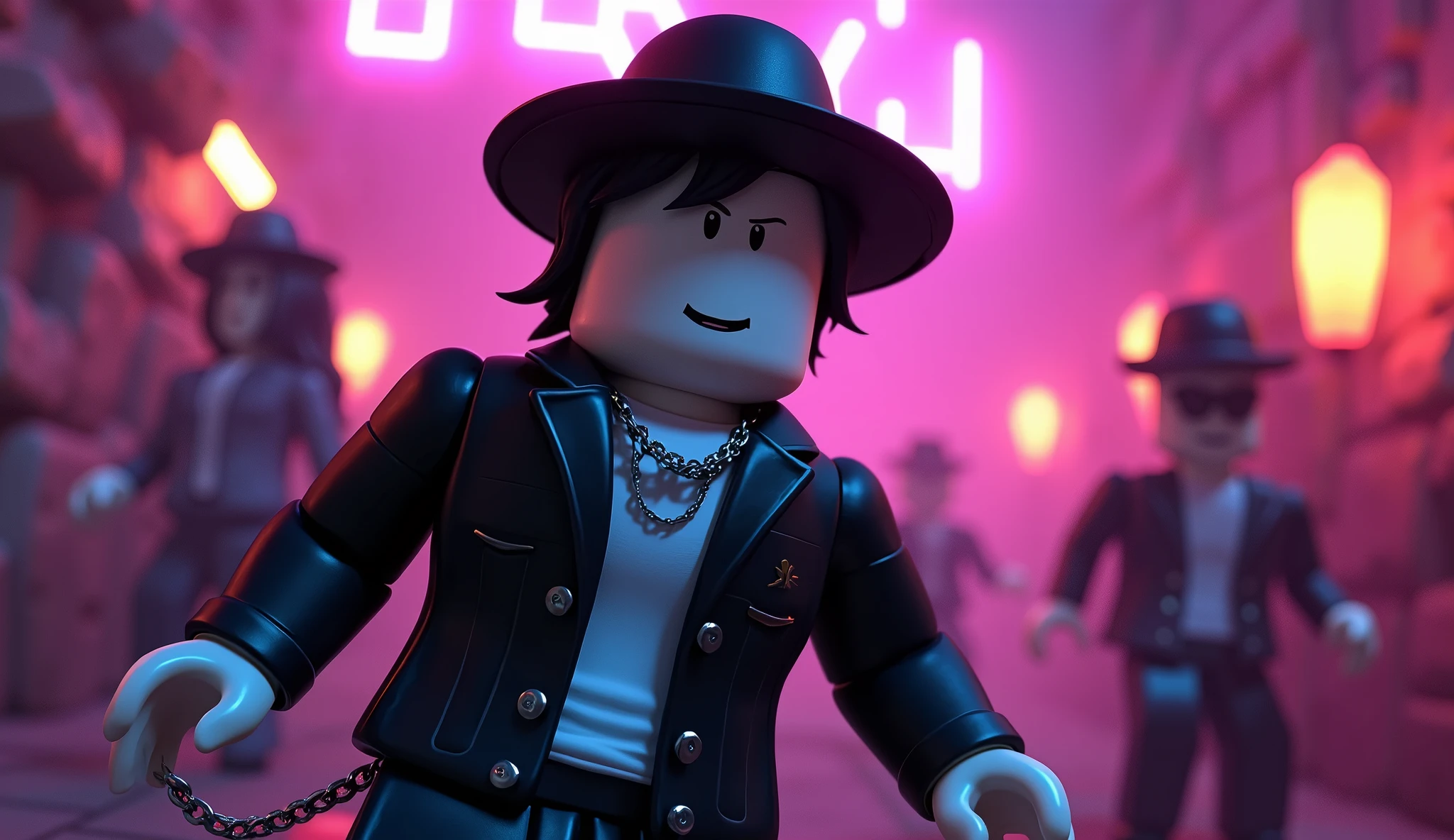 Beautiful square Roblox male doll, wearing gangster clothes with black hair and hat dancing reggaeton, white skin, no mouth and beautiful body, cartoon, Vice City GTA, background of a nightclub with rocky walls