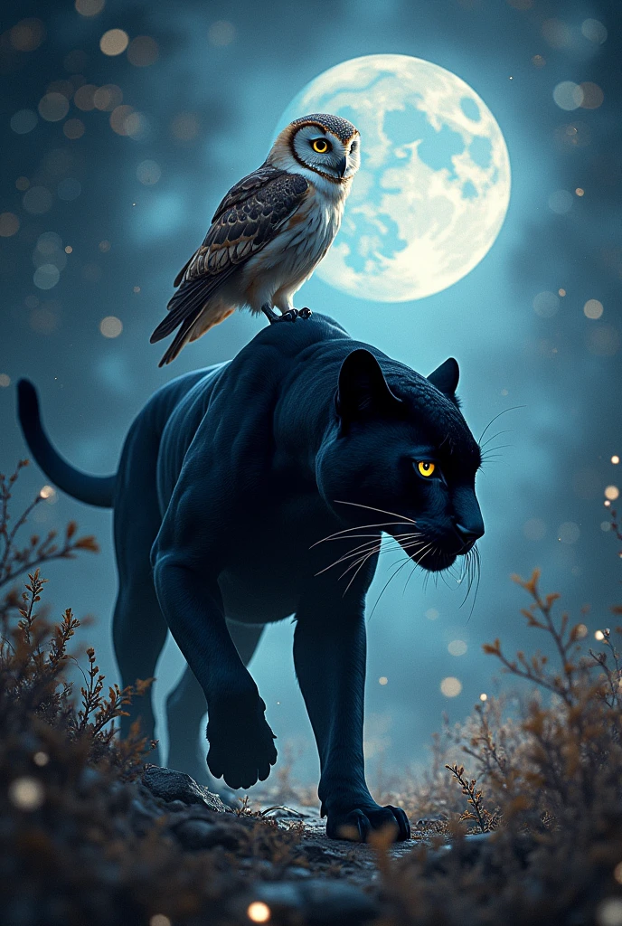 A screensaver about black panther and an owl