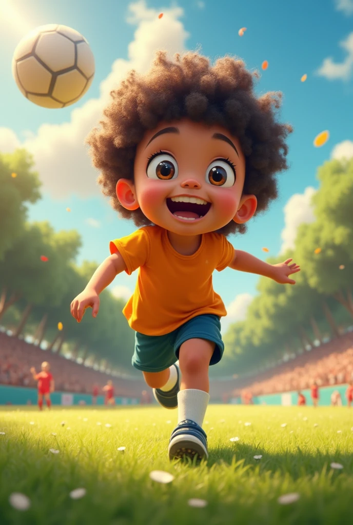 Create an image of joy while playing a sport