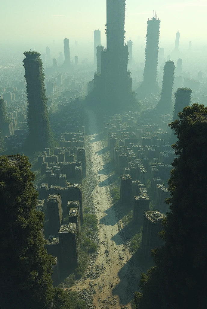 cities in ruins seen from above
