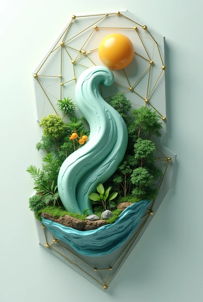 3D symbol of nature and society coexisting