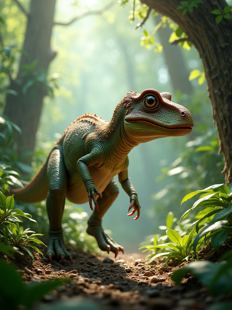 two legged frog dinosaure in the jungle