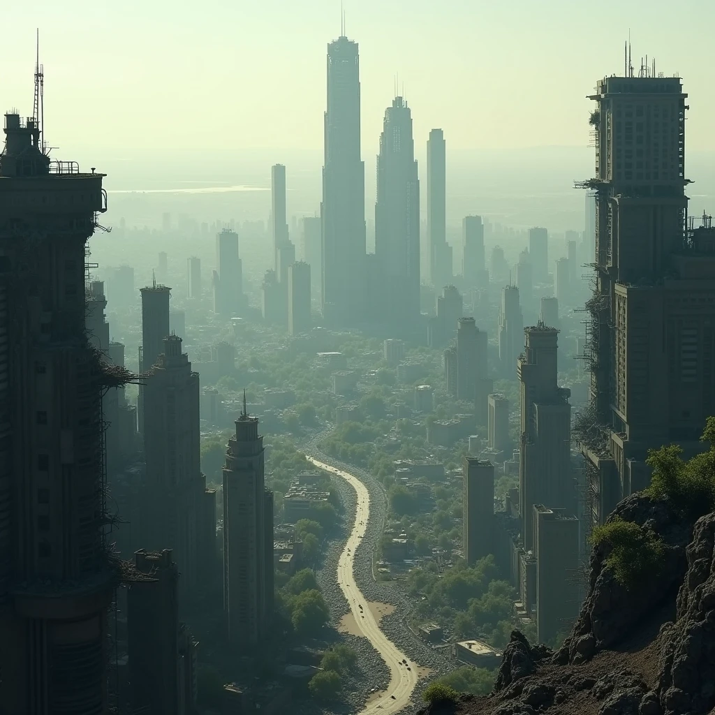 cities in ruins seen from above