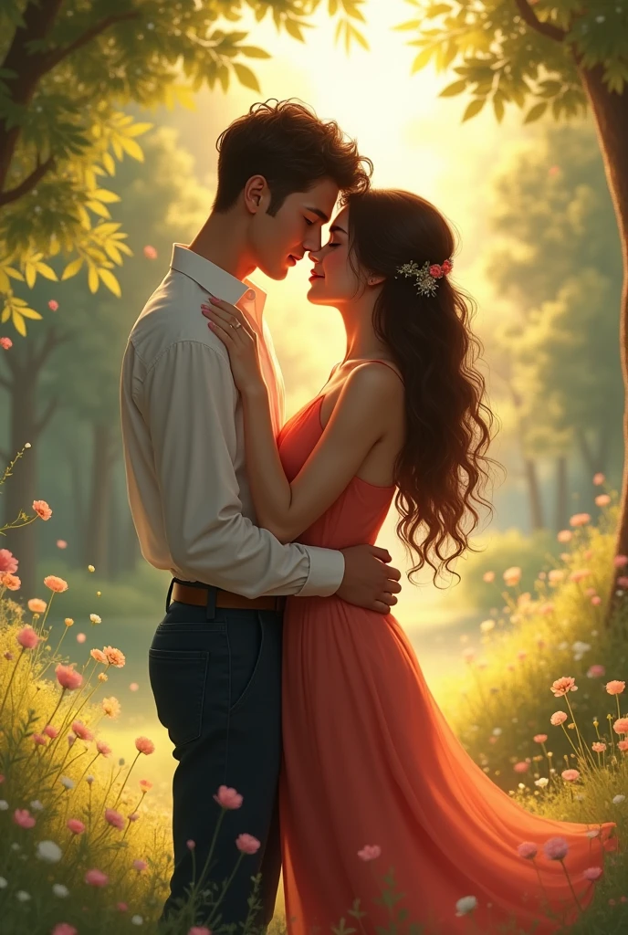 A man and a woman who love each other and are outside