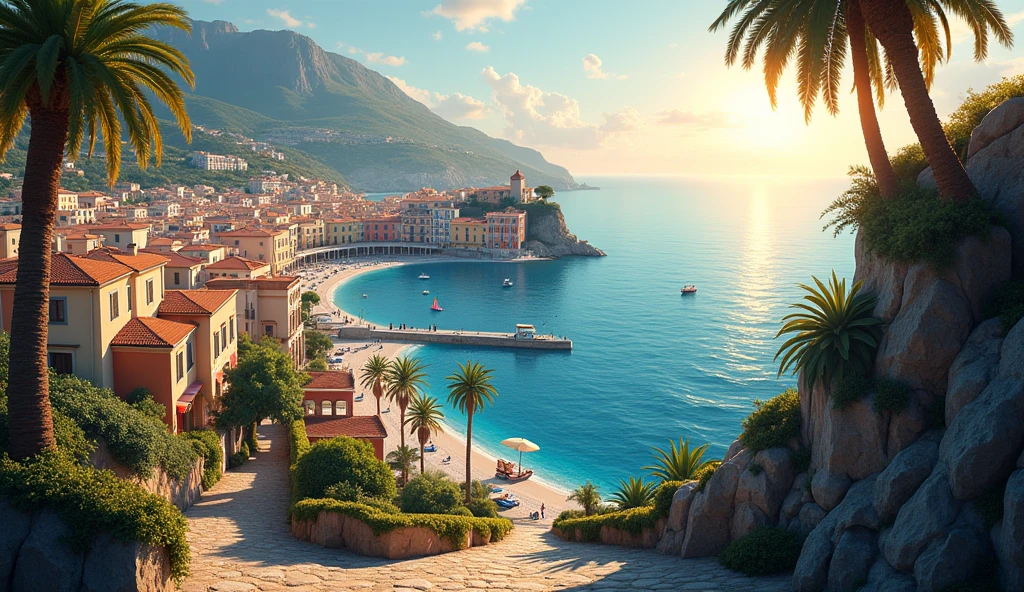 city ​​near the sea horizon