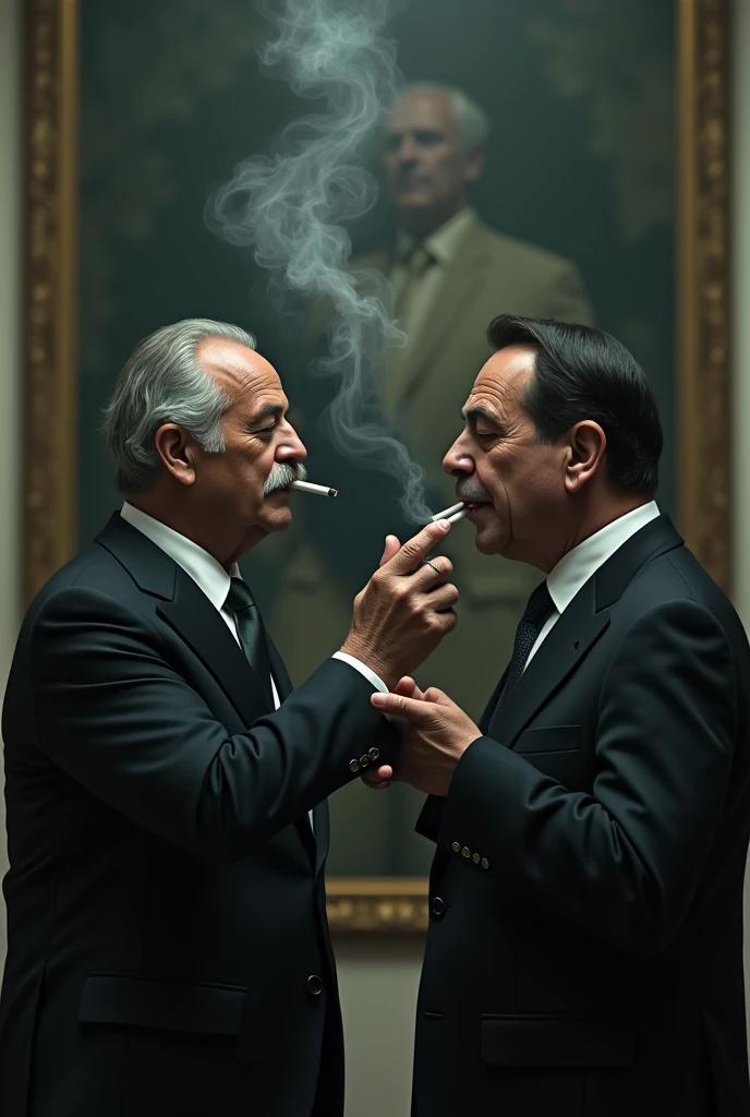 President Lula smoking with Bolsonaro