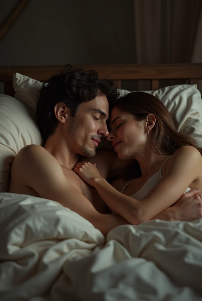 A man and a woman in bed