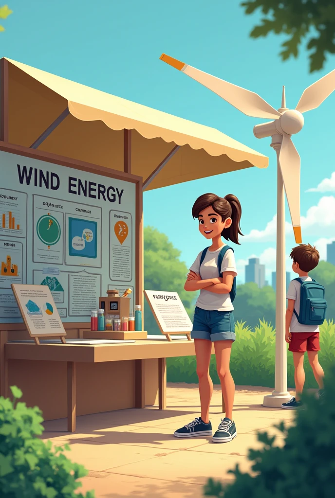 You can make a stand for a science fair about wind energy that has a project for propellers, a sign with the name and tables. You can make it a little simple but nice with an outdoor awning.