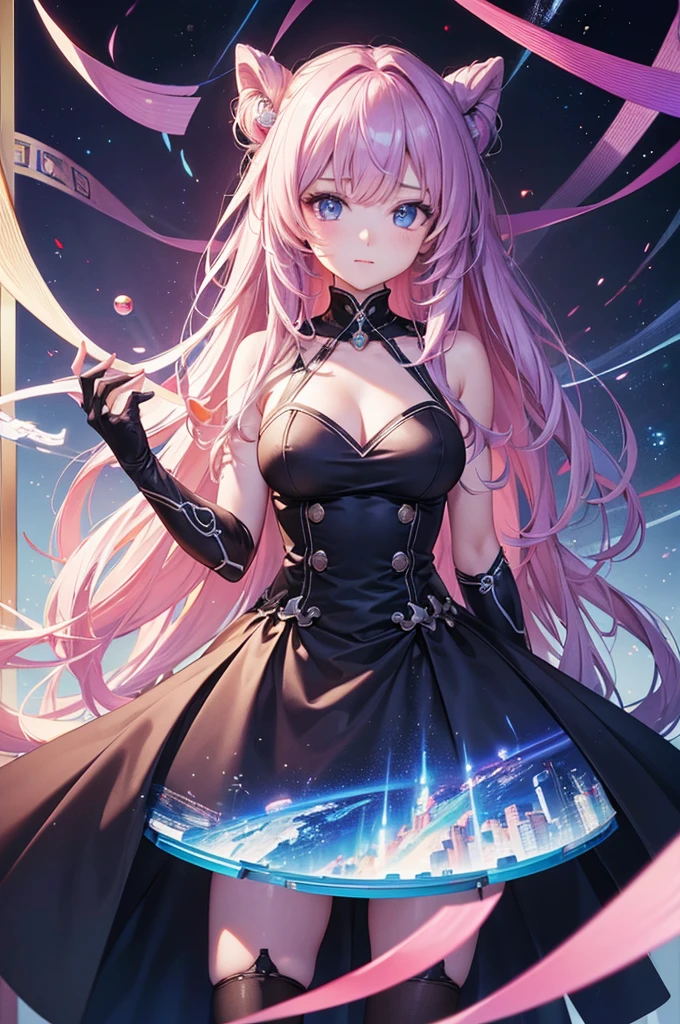 (16K,Ultra-high resolution,Highest quality,masterpiece,Super detailed,Attention to detail,Very vivid CG),hello new world,programming,A beautiful girl from another dimension waiting for viewers,Cyber World,Cyber,,Multiple geometric cubes floating in the air,Anatomically correct body:1.3,Highly detailed facial features, Beautiful and perfect face, Perfect Eyes:1.3,Best Anime,The best CG,The pinnacle of creativity,Gaming colored hair