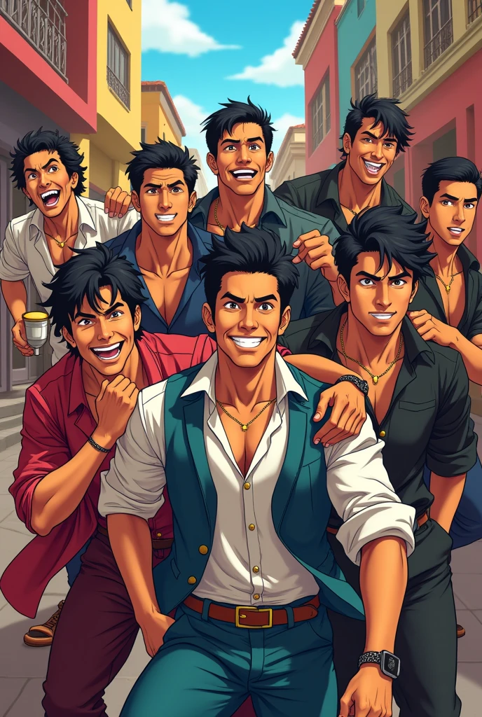 group of peruvian anime men