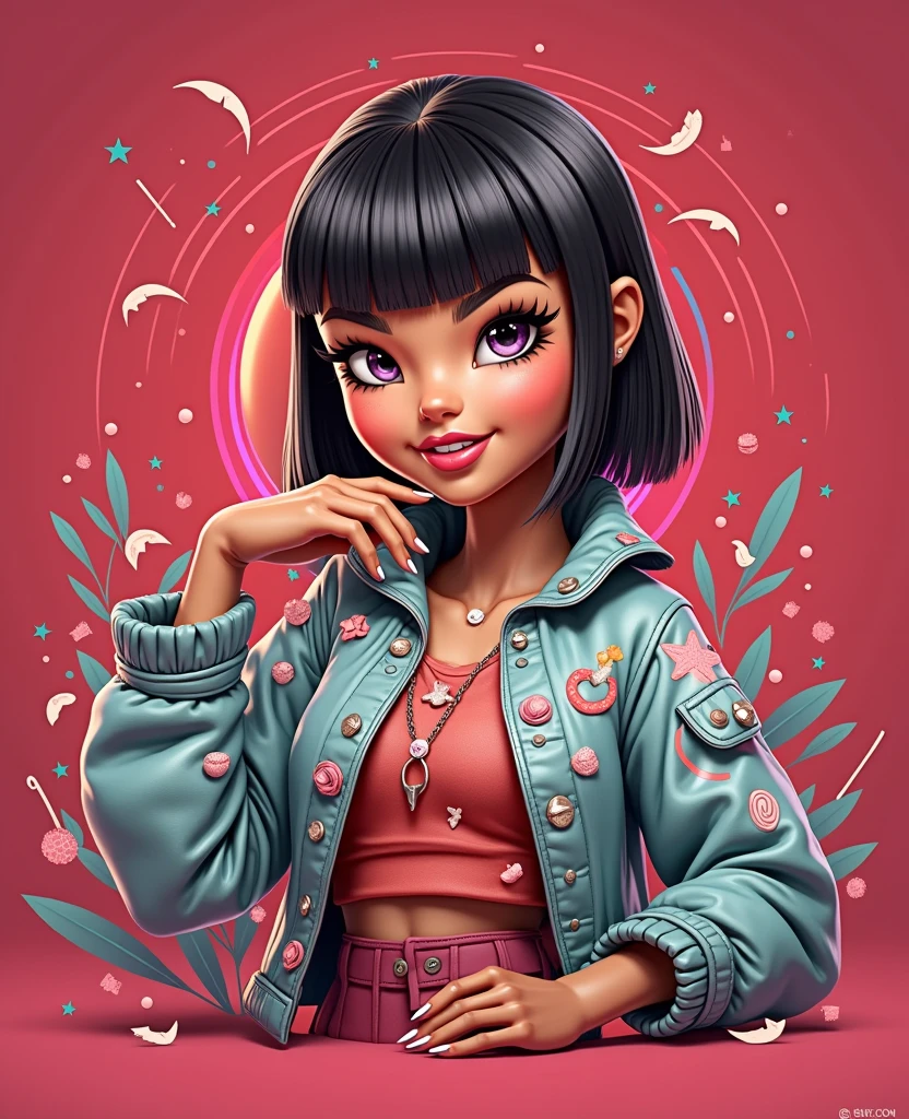 3d illustration Bratz doll with bangs