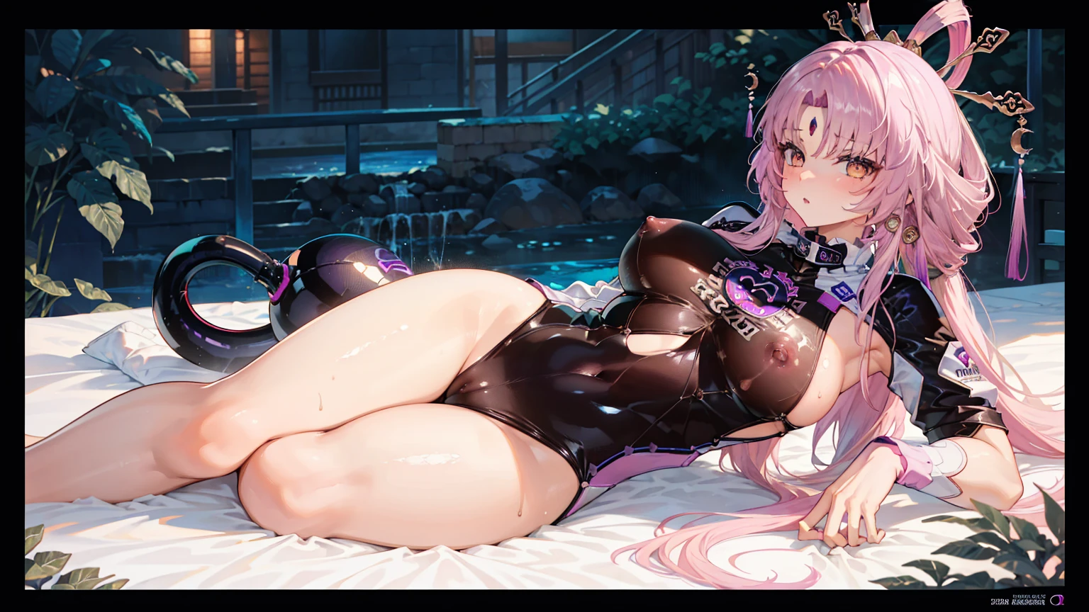 Highest quality、Super detailed high resolution Unity 8k wallpaper、Detailed and complete anatomy masterpiece Award-winning works masterpiece Ultra Clear Beautiful big tits Beautiful nipples Horny NSFW Body Pillow Cover ((One Girl))((Dirty erotic poses)) Highly revealing racing suit