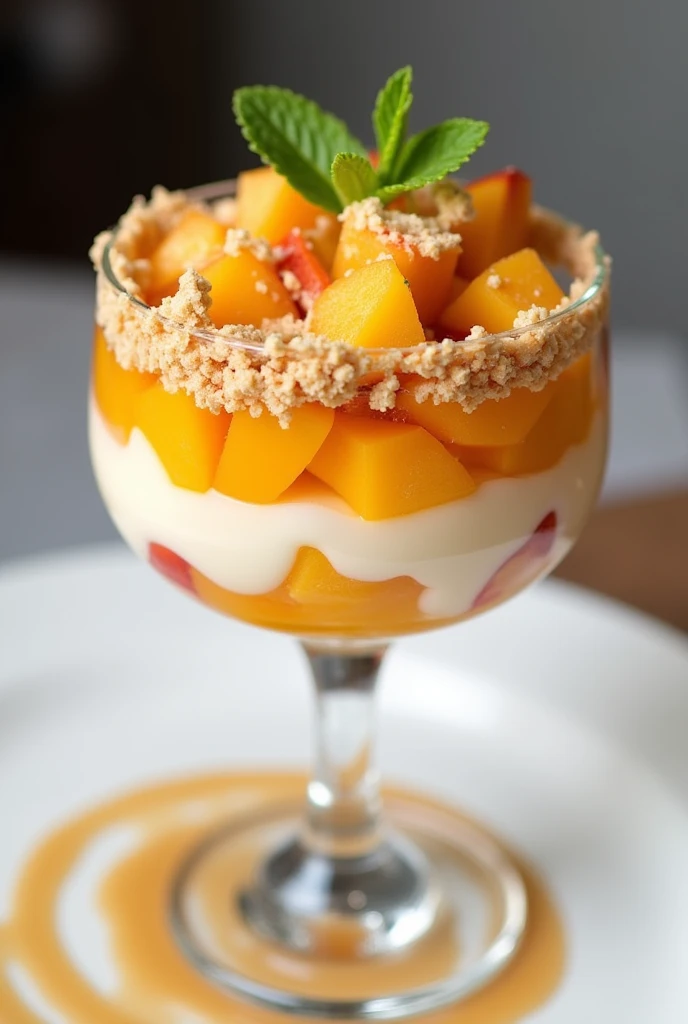 Peach desserts in a glass