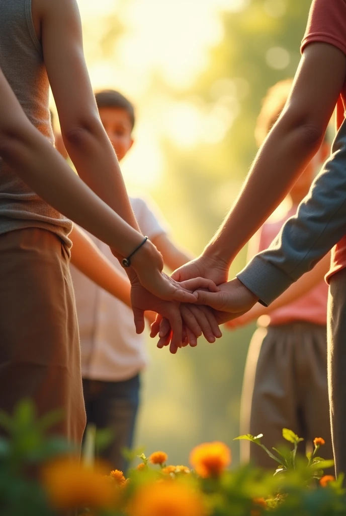 People holding hands and nutrition