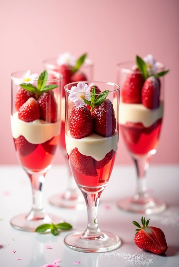 Strawberry desserts in a glass