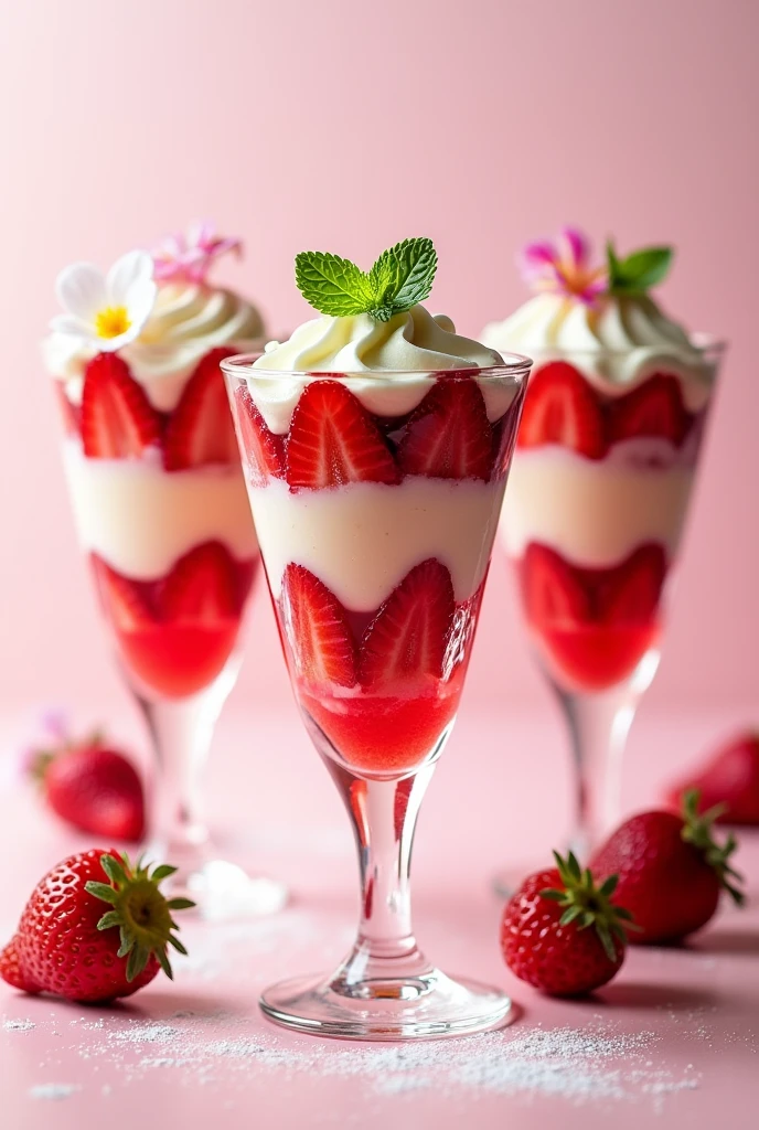 Strawberry desserts in a glass