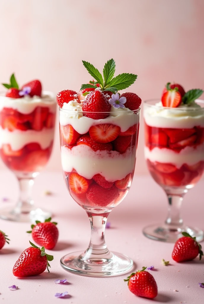 Strawberry desserts in a glass