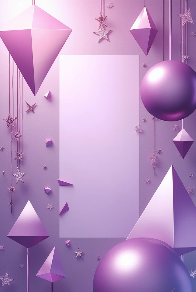 generates a horizontal rectangular background, lilac in color, with geometric shapes, glamour