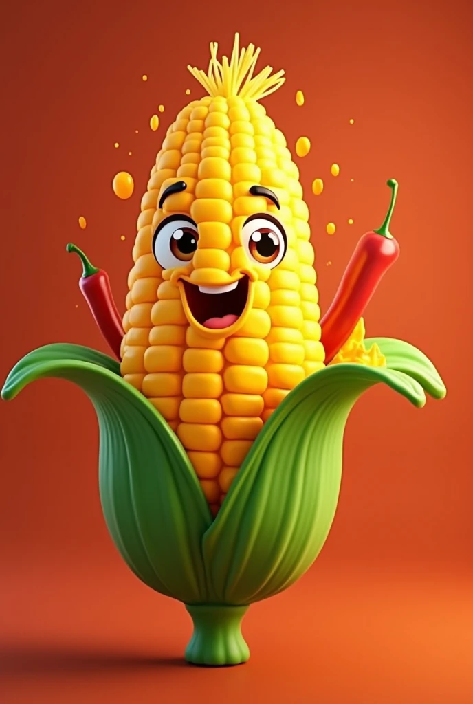 Photo drawn of a logo for selling corn on the cob called los chilosos associated with Colombia and also Mexico animated and that it has chiles but also cheese and that the corn is already prepared with more striking colors so that people buy it NOT so animated That same one but with eyes and the name