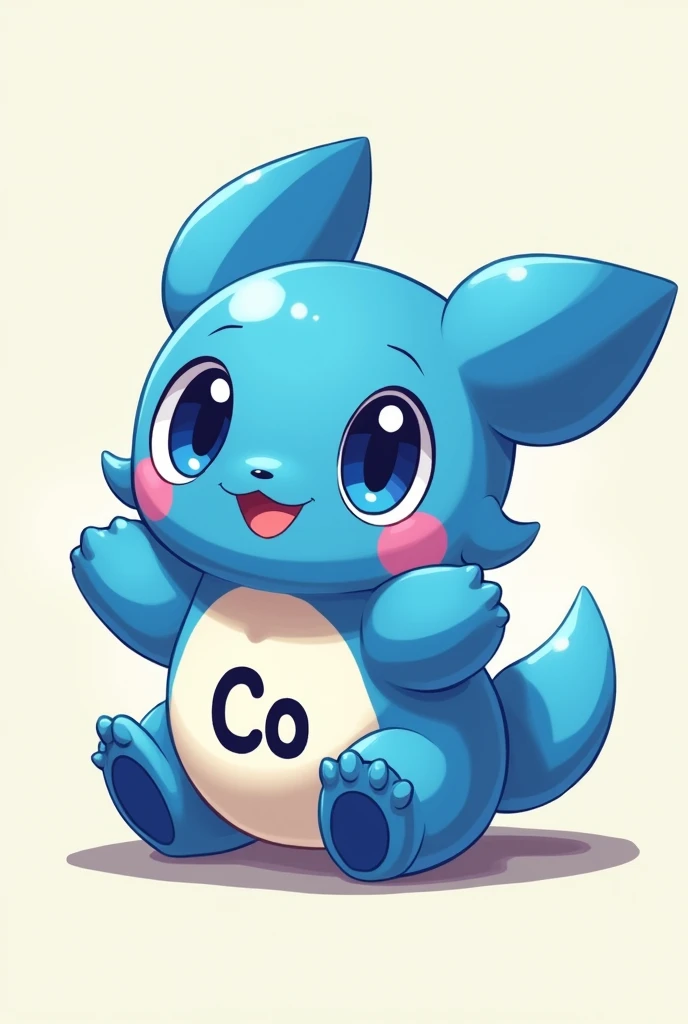 create a photo for an rpg card of the cobalt element represented as a cute pokemon with 2000s style art in 720p and make it so that you can tell it's cobalt, maybe with its acronym from the periodic table on its belly, leave the image format in instagram feed photo format