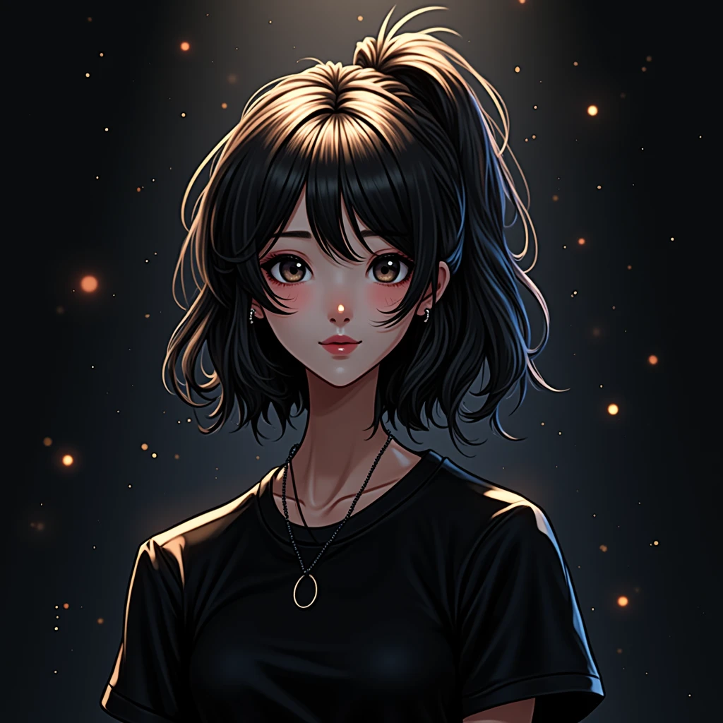 Best Quality, Ultra High Definition, (Photorealistic:1.4),Sunset Light, Ponytail, Korean Women, Detailed Photo, Smiling, Sexy, Black Shirt, Facing Camera, Close-up (Masterpiece: 1.3), (8K, Photorealistic, Best Quality: 1.4), (1girl), Beautiful Face, (Realistic Face), (Black Hair, Short Hair: 1.3), Beautiful Hairstyle, Realistic eyes, beautiful detail eyes, (realistic skin), beautiful skin, (sweater), absurd, attractive, ultra high resolution, ultra realistic, high definition, golden ratio