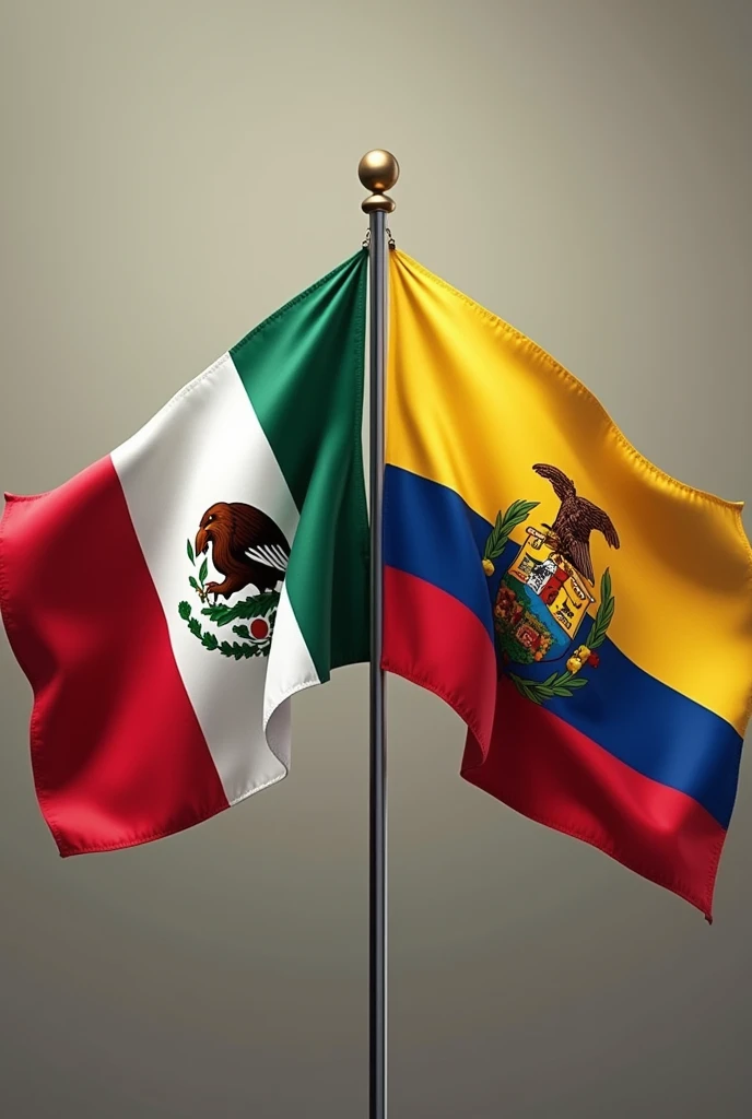 Flag of the Mexican Empire and Great Colombia together