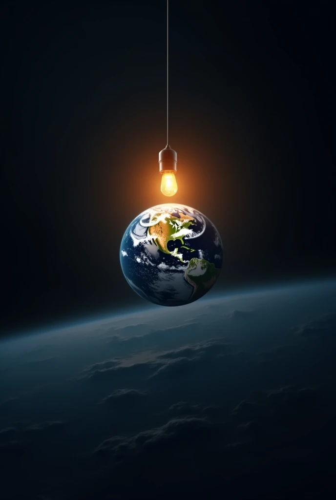 lamp illuminating planet earth in space without luminaire just the lamp illuminating