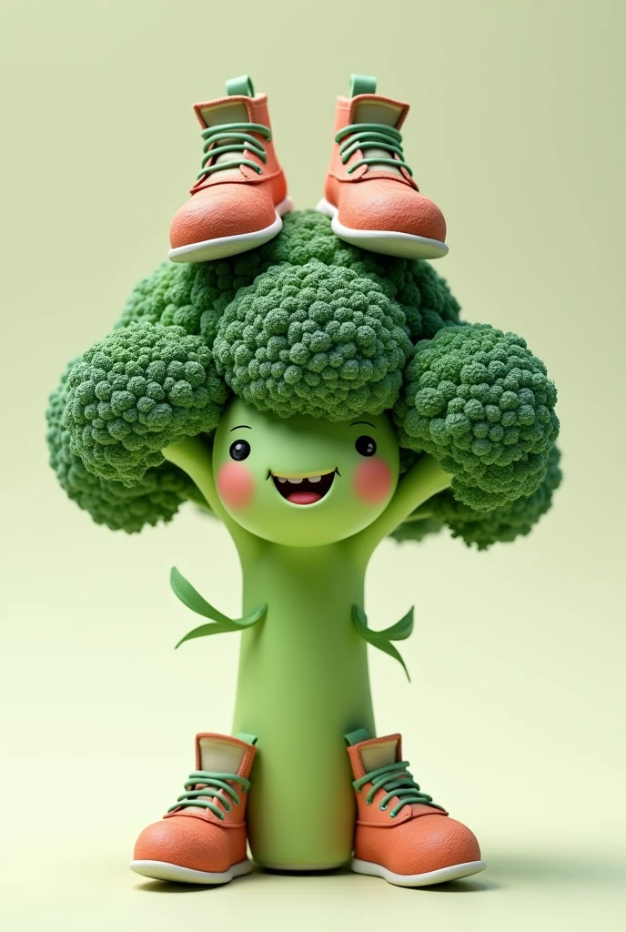 A Broccoli with shoes 