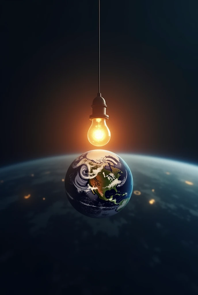 lamp illuminating planet earth in space without luminaire just the lamp illuminating