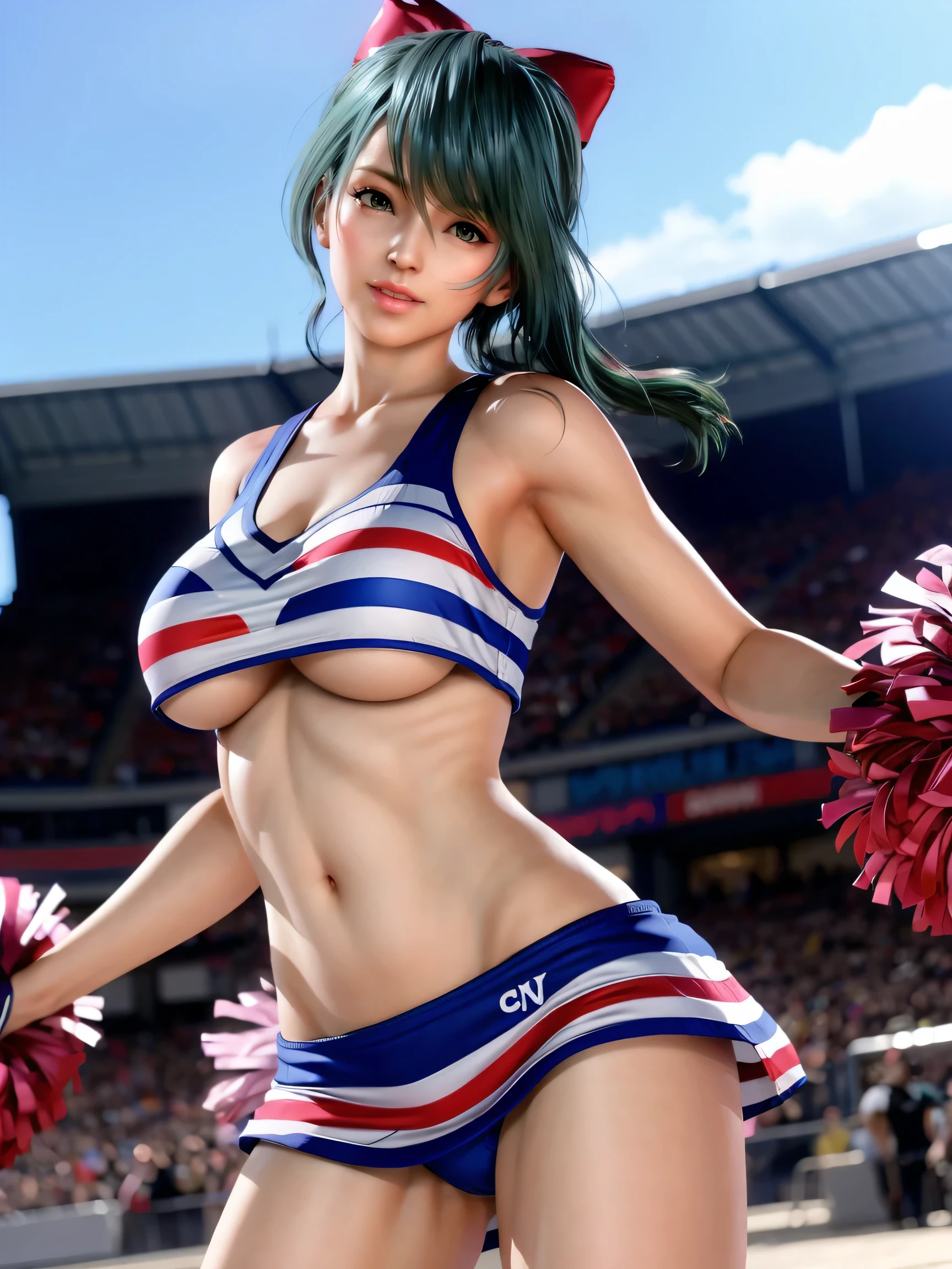 ((.cheerleader)).loose socks.microskirt,stadium.jumping.underboob.panties under .USA striped panties,1 girl, smiling, from behind,, Statue of Liberty, masterpiece, best quality, high resolution, 4k, ultra high resolution, highly detailed, highly detailed, beautiful eyes, beautiful hair, beautiful side, beautiful skin,good hands,shiny skin,curvy,large breats,tamaki,Cosmic eyes