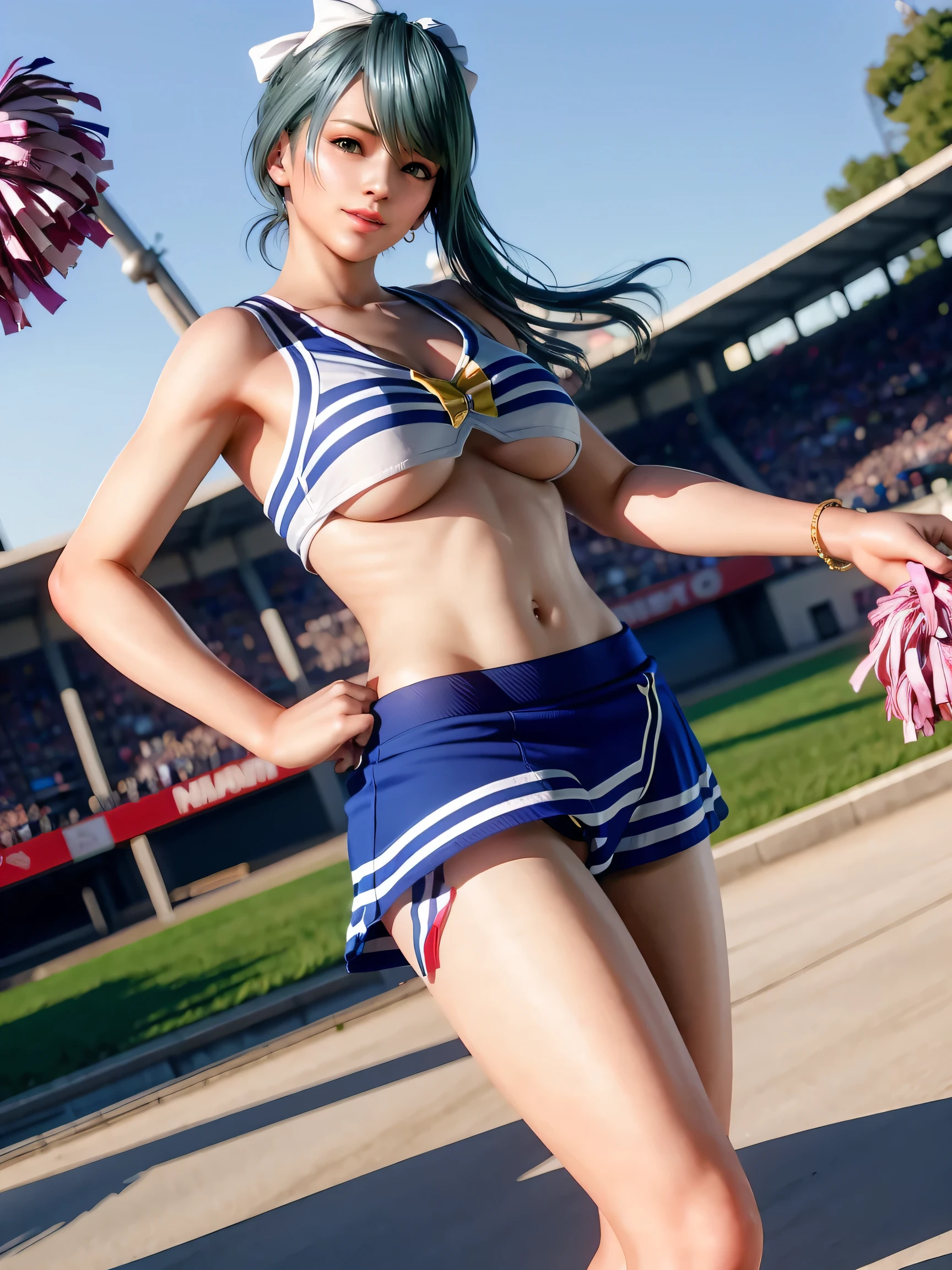 ((.cheerleader)).loose socks.microskirt,stadium.jumping.underboob.panties under .USA striped panties,1 girl, smiling, from behind,, Statue of Liberty, masterpiece, best quality, high resolution, 4k, ultra high resolution, highly detailed, highly detailed, beautiful eyes, beautiful hair, beautiful side, beautiful skin,good hands,shiny skin,curvy,large breats,tamaki,Cosmic eyes