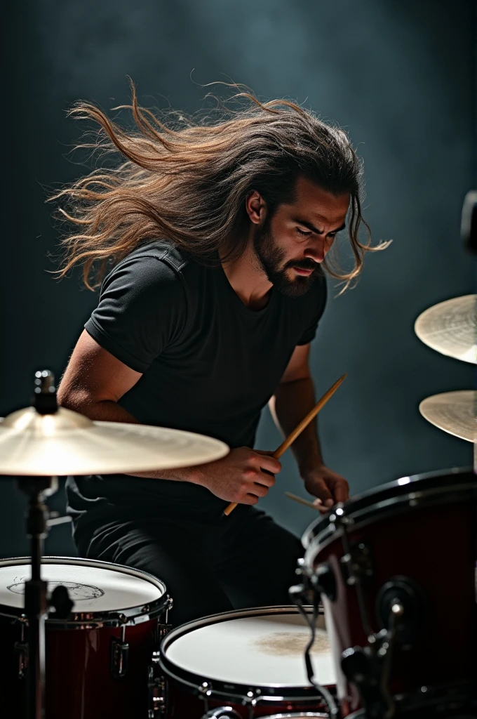 Drummer lonh hair
