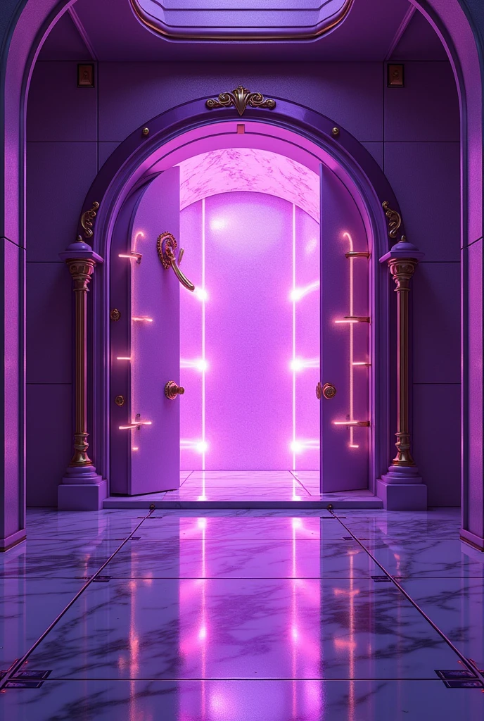 It creates a scene where it looks like a glamorous purple vault, and when the stripes are opened, ultraviolet lights can be seen. Inspired by a box of Barbie dolls