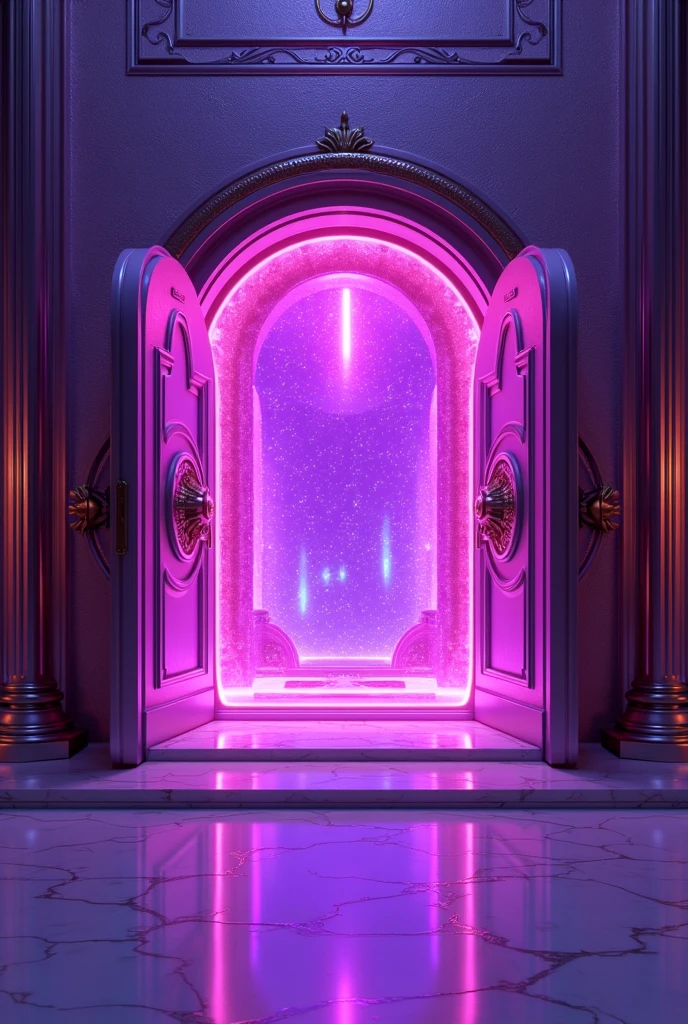 It creates a scene where it looks like a glamorous purple vault, and when the stripes are opened, ultraviolet lights can be seen. Inspired by a box of Barbie dolls