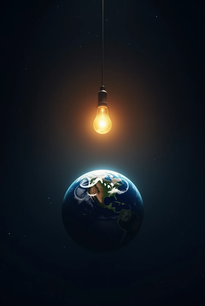 lamp illuminating planet earth in space without luminaire just the lamp illuminating