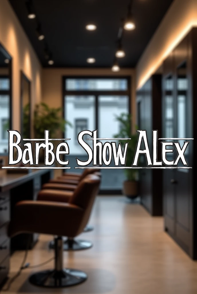 I want an advertising image for marketing of a barbershop called Barbe show alex just the name and the salon