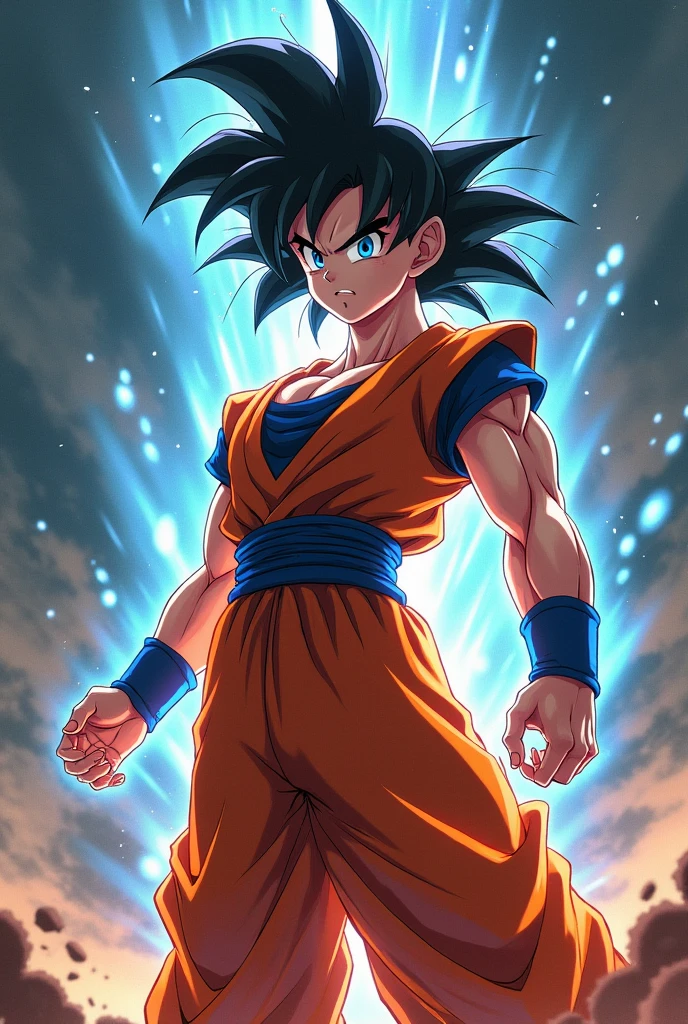 Female version of goku ultra instinct but with big muscles
