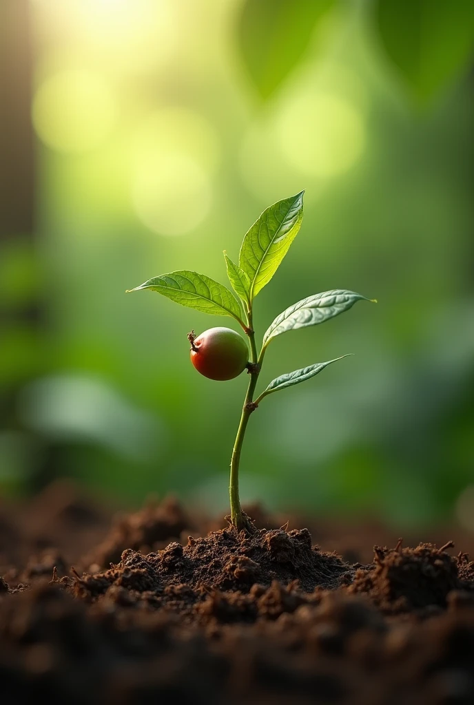A coffee seedling producing coffee