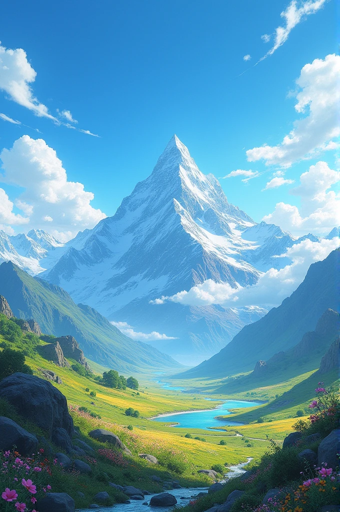 Andean landscape with blue sky mountains